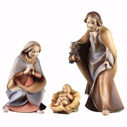 Picture of Holy Family 4 pieces cm 16 (6,3 inch) hand painted Saviour Nativity Scene Val Gardena wooden Statues traditional style