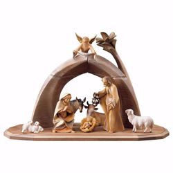 Picture of Saviour Nativity Set 11 Pieces cm 16 (6,3 inch) hand painted Val Gardena wooden Statues