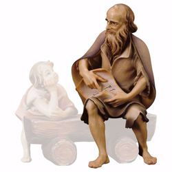 Imagen de Viejo pastor narrativo cm 15 (5,9 inch) Belén Ulrich pintado a mano Estatua artesanal de madera Val Gardena estilo barroco