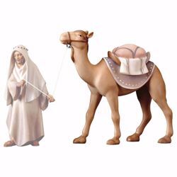 Imagen de Camello de pie cm 25 (9,8 inch) Belén Cometa pintado a mano Estatua artesanal de madera Val Gardena estilo Árabe tradicional
