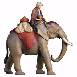 Immagine di Gruppo Elefante con sella gioielli 3 Pezzi cm 25 (9,8 inch) Presepe Cometa dipinto a mano Statue artigianali in legno Val Gardena stile Arabo tradizionale