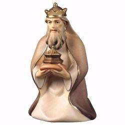 Picture of Melchior Saracen Wise King kneeling cm 25 (9,8 inch) hand painted Comet Nativity Scene Val Gardena wooden Statue traditional Arabic style