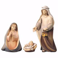 Picture of Holy Family 4 pieces cm 25 (9,8 inch) hand painted Comet Nativity Scene Val Gardena wooden Statues traditional Arabic style