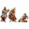 Immagine di Gruppo Tre Re Magi 3 Pezzi cm 8 (3,1 inch) Presepe Ulrich dipinto a mano Statue artigianali in legno Val Gardena stile barocco