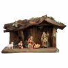 Immagine di Presepe completo Ulrich 7 pezzi 8 cm legno dipinto a olio