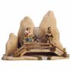 Picture of Flight to Egypt with Bridge 5 Pieces cm 15 (5,9 inch) hand painted Ulrich Nativity Scene Val Gardena wooden Statues baroque style