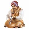 Picture of Sitting Shepherd with flute Comet Nativity 10 cm (3,9 inch) oil painted wood