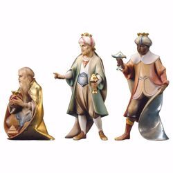 Picture of Three Wise Kings Group 3 Pieces cm 12 (4,7 inch) hand painted Saviour Nativity Scene Val Gardena wooden Statues traditional style