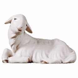 Picture of Lying Lamb cm 16 (6,3 inch) hand painted Saviour Nativity Scene Val Gardena wooden Statue traditional style