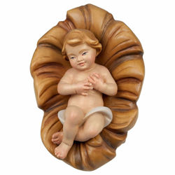 Picture of Baby Jesus in Cradle cm 16 (6,3 inch) hand painted Saviour Nativity Scene Val Gardena wooden Statue traditional style