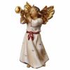 Picture of Angel with trumpet cm 50 (19,7 inch) hand painted Ulrich Nativity Scene Val Gardena wooden Statue baroque style