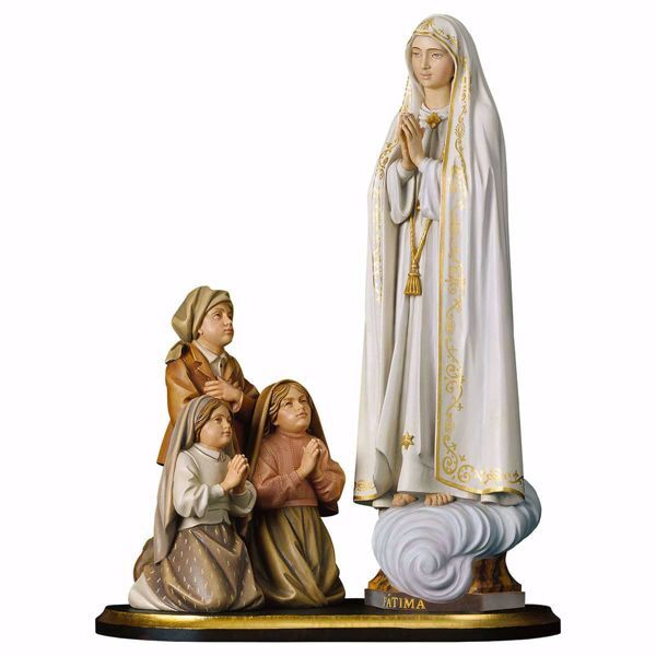 Imagen de Grupo Aparición Nuestra Señora de Fátima Capelinha cm 24 (9,4 inch) Estatua pintada al óleo madera Val Gardena