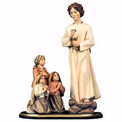 Immagine di Gruppo Apparizione 3 Pastorelli di Fatima e Angelo della Pace del Portogallo cm 49 (19,3 inch) Statua dipinta ad olio in legno Val Gardena