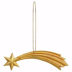 Immagine di Stella Cometa con filo d'oro per Presepe Ulrich cm 10 (3,9 inch) Decorazione Albero Natale dipinta ad olio in legno Val Gardena