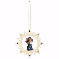 Picture of Guardian Angel with horn Star Frame and coloured Stones Diam. cm 12 (4,7 inch) Christmas Tree wooden Decoration painted with oil colours Val Gardena