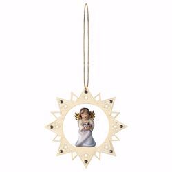 Picture of Guardian Angel with heart Star Frame and coloured Stones Diam. cm 12 (4,7 inch) Christmas Tree wooden Decoration painted with oil colours Val Gardena