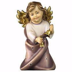 Picture of Guardian Angel with Bells cm 7,5 (3,0 inch) Val Gardena wooden Sculpture painted with oil colours