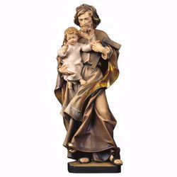 Imagen de Estatua San José con Niño y escuadra cm 10 (3,9 inch) pintada al óleo en madera Val Gardena