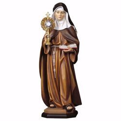 Immagine di Statua Santa Chiara d´Assisi con ostensorio cm 100 (39,4 inch) dipinta ad olio in legno Val Gardena