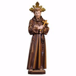 Picture of Saint Francis of Assisi with Cross and Aureole wooden Statue cm 12 (4,7 inch) painted with oil colours Val Gardena
