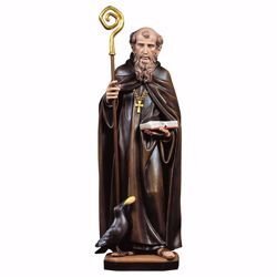 Picture of Saint Benedict of Nursia with crow and bread wooden Statue cm 12 (4,7 inch) painted with oil colours Val Gardena