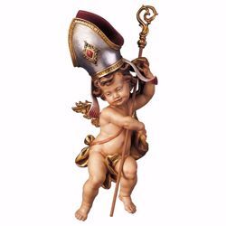 Picture of Putto Cherub Angel of the Bishop cm 23 (9,1 inch) Val Gardena wooden Sculpture painted with oil colours
