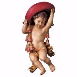 Picture of Putto Cherub Angel of the Cardinal cm 30 (11,8 inch) Val Gardena wooden Sculpture painted with oil colours
