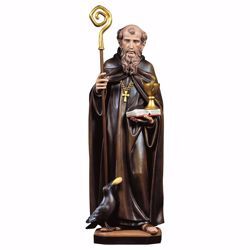 Picture of Saint Benedict of Nursia with chalice snake crow and bread wooden Statue cm 18 (7,1 inch) painted with oil colours Val Gardena
