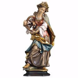 Immagine di Statua Santa Caterina da Alessandria con ruota cm 20 (7,9 inch) dipinta ad olio in legno Val Gardena