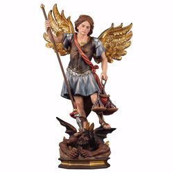 Imagen de Estatua San Miguel Arcángel con balanza cm 20 (7,9 inch) pintada al óleo en madera Val Gardena