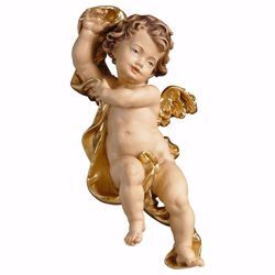 Picture of Putto Cherub Angel without band cm 60 (23,6 inch) Val Gardena wooden Sculpture painted with oil colours