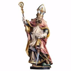 Immagine di Statua Santo Bonifacio Vescovo di Magonza con spada cm 25 (9,8 inch) dipinta ad olio in legno Val Gardena