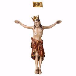 Picture of Corpus of Christ Romanesque Red with crown body for Crucifix cm 40x32 (15,7x12,6 inch) wooden Statue antiqued with gold Val Gardena