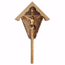 Picture of Outdoor Nazarene Field Crucifix Blue Wayside Shrine Cross cm 79x43 (31,1x16,9 inch) wooden Statue painted with oil colours Val Gardena