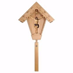 Picture of Outdoor Nazarene Field Crucifix Blue Wayside Shrine Cross cm 94x46 (37,0x18,1 inch) wooden Statue painted with oil colours Val Gardena