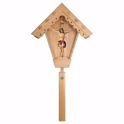 Picture of Outdoor Nazarene Field Crucifix Red Wayside Shrine Cross cm 94x46 (37,0x18,1 inch) wooden Statue painted with oil colours Val Gardena