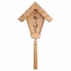 Picture of Outdoor Nazarene Field Crucifix White Wayside Shrine Cross cm 94x46 (37,0x18,1 inch) wooden Statue painted with oil colours Val Gardena