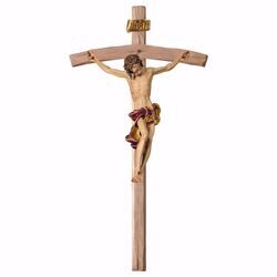 Picture of Baroque Crucifix Red on curved Cross cm 101x53 (39,8x20,9 inch) wooden Wall Sculpture painted with oil colours Val Gardena