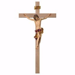 Picture of Baroque Crucifix Red on smooth Cross cm 101x53 (39,8x20,9 inch) wooden Wall Sculpture painted with oil colours Val Gardena