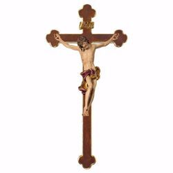 Picture of Baroque Crucifix Red on Baroque Cross cm 101x53 (39,8x20,9 inch) wooden Wall Sculpture painted with oil colours Val Gardena