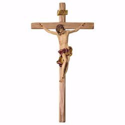 Picture of Baroque Crucifix Red on straight Cross cm 124x62 (55,9x24,4 inch) wooden Wall Sculpture painted with oil colours Val Gardena