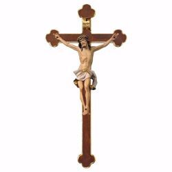 Picture of Nazarene Crucifix White on baroque Cross cm 124x62 (55,9x24,4 inch) wooden Wall Sculpture painted with oil colours Val Gardena