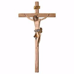 Picture of Baroque Crucifix Blue on straight Cross cm 146x73 (57,5x28,7 inch) wooden Wall Sculpture painted with oil colours Val Gardena