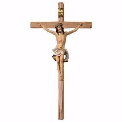 Picture of Nazarene Crucifix White on straight Cross cm 180x90 (70,9x35,4 inch) wooden Wall Sculpture painted with oil colours Val Gardena