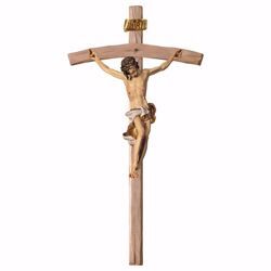 Picture of Baroque Crucifix White on curved Cross cm 23x12 (9,1x4,7 inch) wooden Wall Sculpture painted with oil colours Val Gardena