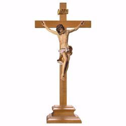 Picture of Baroque Crucifix White standing Cross with pedestal cm 51x24 (20,1x9,4 inch) wooden Sculpture painted with oil colours Val Gardena