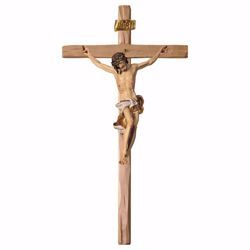 Picture of Baroque Crucifix White on straight Cross cm 67x35 (26,4x13,8 inch) wooden Wall Sculpture painted with oil colours Val Gardena