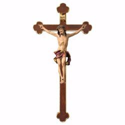 Picture of Nazarene Crucifix Red on baroque Cross cm 78x41 (30,7x16,1 inch) wooden Wall Sculpture painted with oil colours Val Gardena