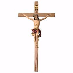 Picture of Nazarene Crucifix Red on straight Cross cm 84x44 (33,1x17,3 inch) wooden Wall Sculpture painted with oil colours Val Gardena