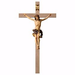Picture of Nazarene Crucifix Blue on smooth Cross cm 84x44 (33,1x17,3 inch) wooden Wall Sculpture painted with oil colours Val Gardena